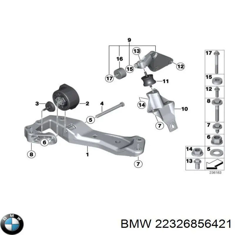 Coxim de transmissão (suporte da caixa de transferência) BMW 22326856421 preço, a partir de 71,45 USD