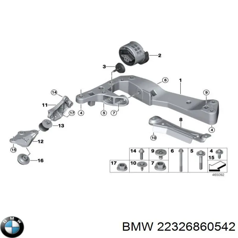 22326860542 BMW Coxim direito de transmissão (suporte da caixa de mudança)