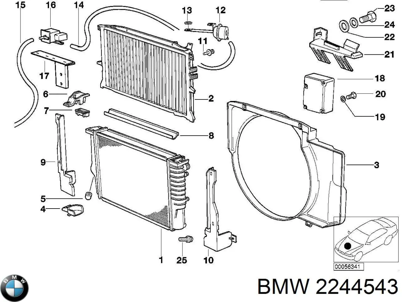 Compre 2244543 BMW Radiador de esfriamento de motor