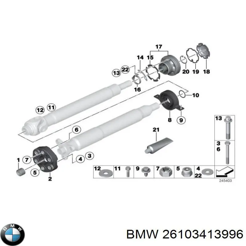 Compre 26103413996 BMW Rolamento suspenso da junta universal
