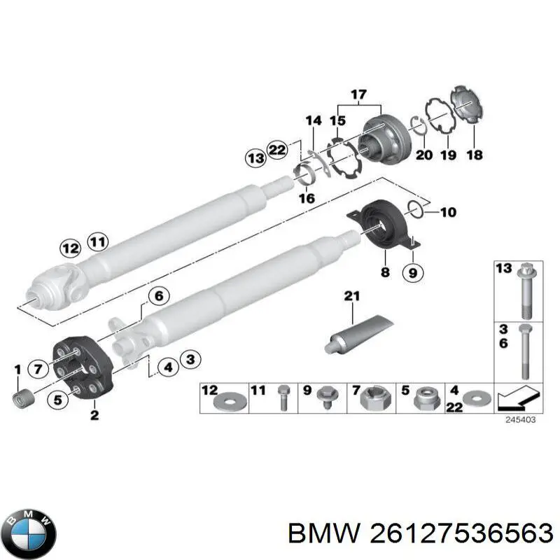 Porca de fixação de tubo de admissão do silenciador (de calças) BMW 26127536563 preço, a partir de 2,52 USD