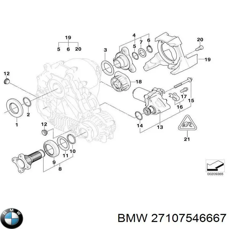 27107546667 BMW Bucim de saída traseira da caixa de transferência