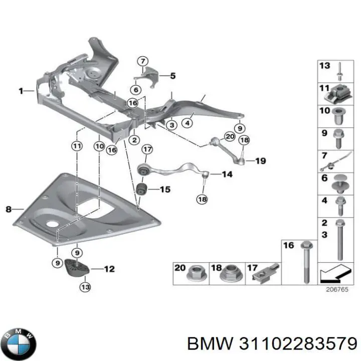 Compre 31102283579 BMW Bloco silencioso dianteiro do braço oscilante inferior