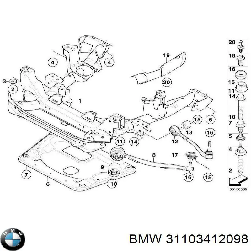 Viga de suspensão dianteira (plataforma veicular) para BMW X3  E83