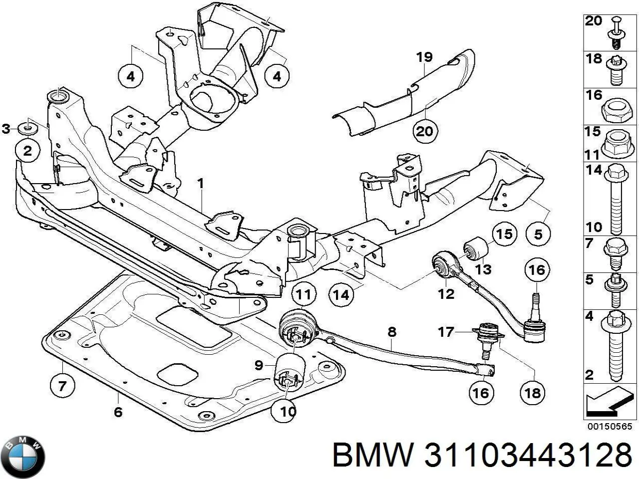 Braço oscilante inferior direito de suspensão dianteira BMW 31103443128 preço, a partir de 75,41 USD