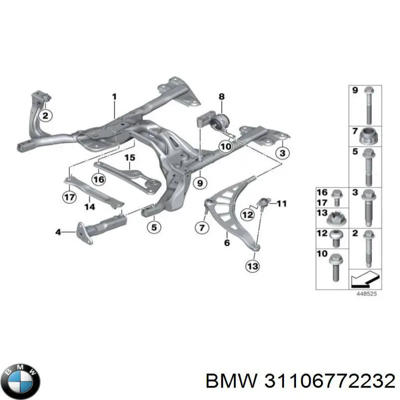 31106772232 BMW Consola de reforçador do pára-choque dianteiro
