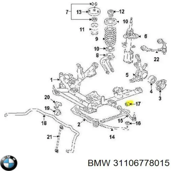 Bloco silencioso dianteiro do braço oscilante inferior BMW 31106778015 preço, a partir de 22,66 USD