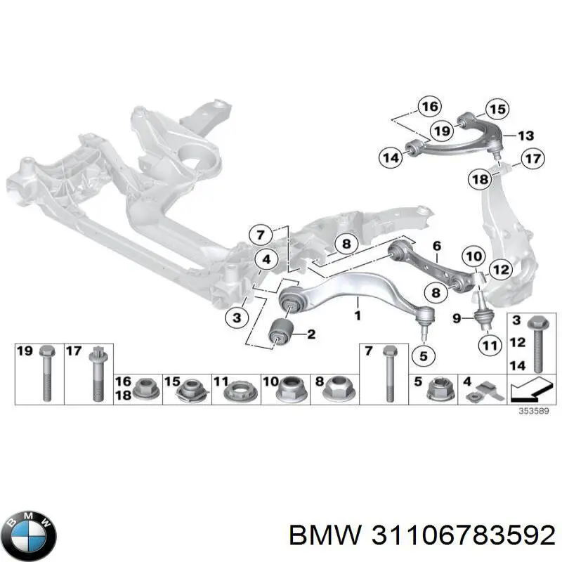 Porca de parafuso de fixação de braço oscilante dianteiro inferior BMW 31106783592 preço, a partir de 16,82 USD