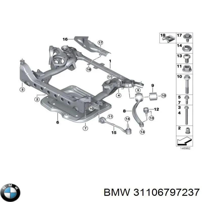 31106797237 BMW Parafuso de fixação de braço oscilante dianteiro, inferior