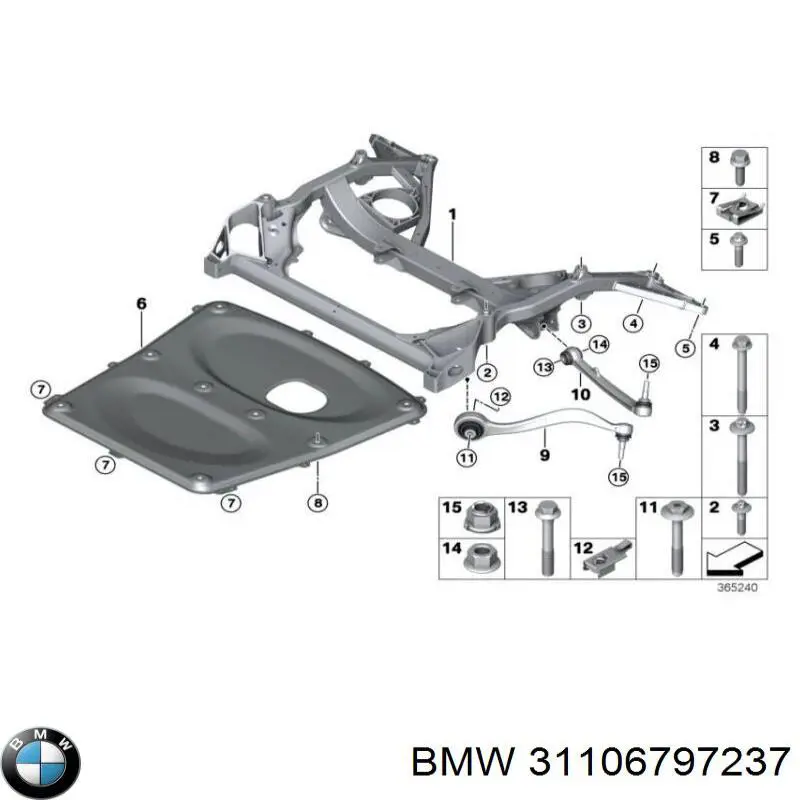 Parafuso de fixação de braço oscilante dianteiro, inferior BMW 31106797237 preço, a partir de 9,83 USD