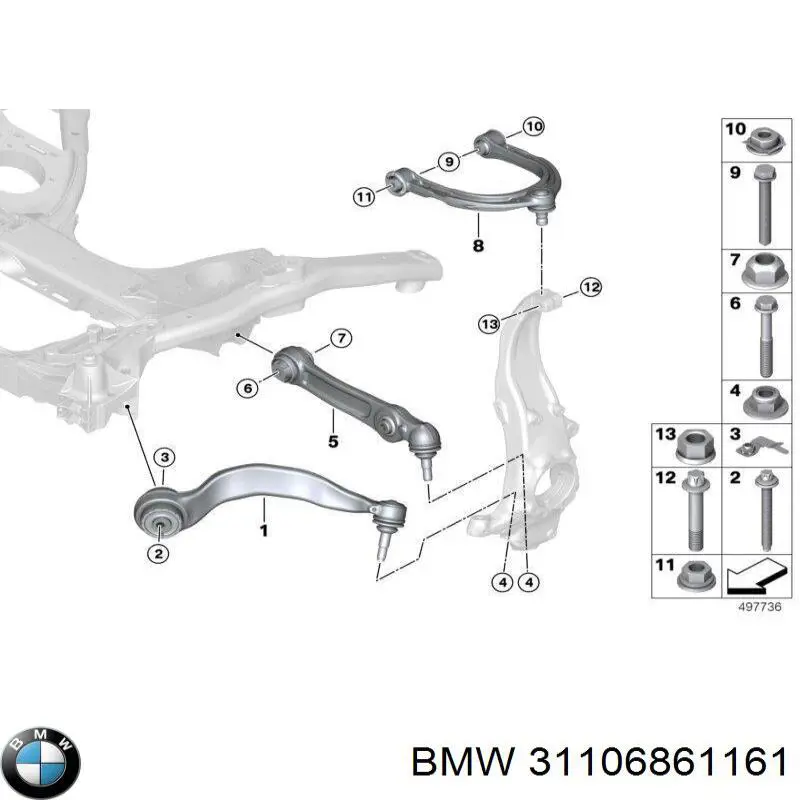 Braço oscilante inferior esquerdo de suspensão dianteira BMW 31106861161 preço, a partir de 133,18 USD