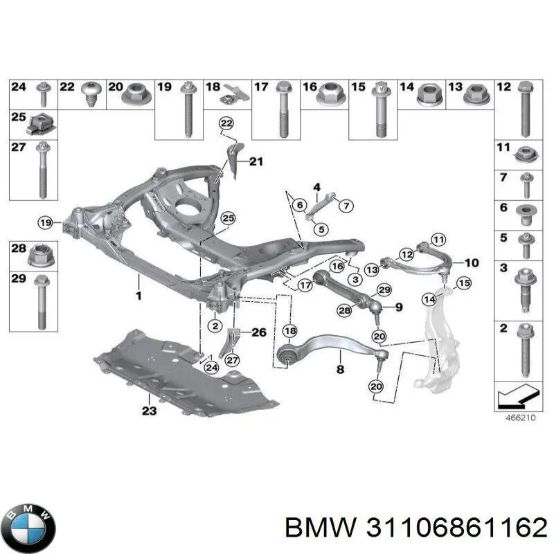 31106861162 BMW Braço oscilante inferior direito de suspensão dianteira