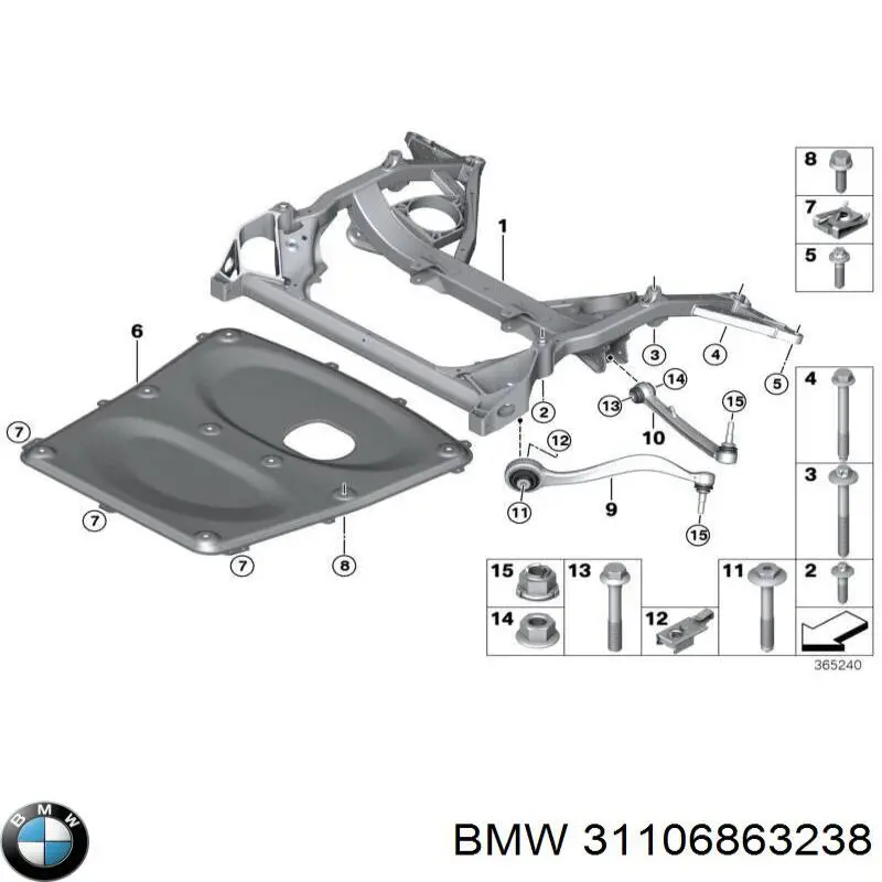 Parafuso de fixação de braço oscilante dianteiro BMW 31106863238 preço, a partir de 7,24 USD