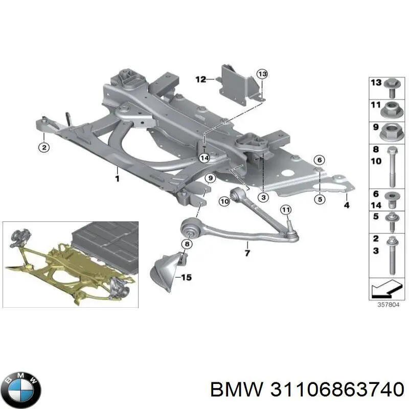31106863740 BMW Braço oscilante inferior direito de suspensão dianteira