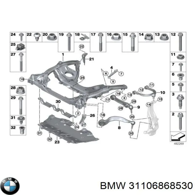Braço oscilante superior esquerdo/direito de suspensão dianteira BMW 31106868530 preço, a partir de 123,48 USD