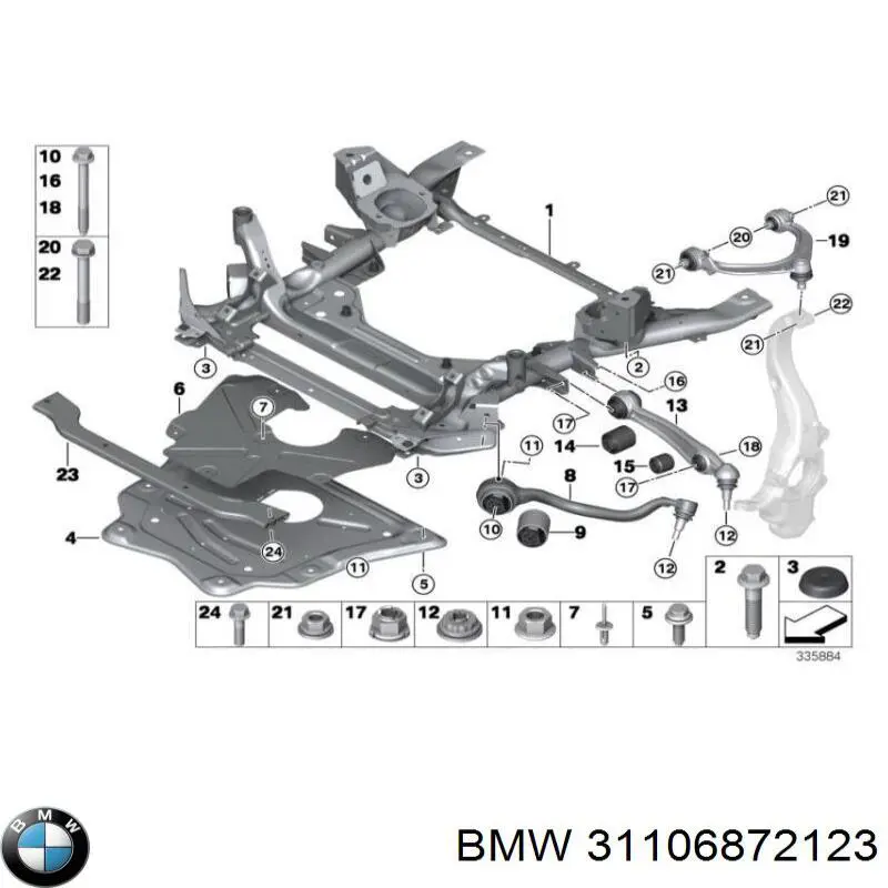 Compre 31106872123 BMW Viga de suspensão dianteira (plataforma veicular)