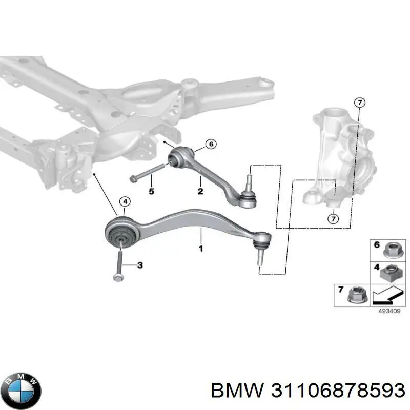 6888855 BMW Braço oscilante inferior esquerdo de suspensão dianteira