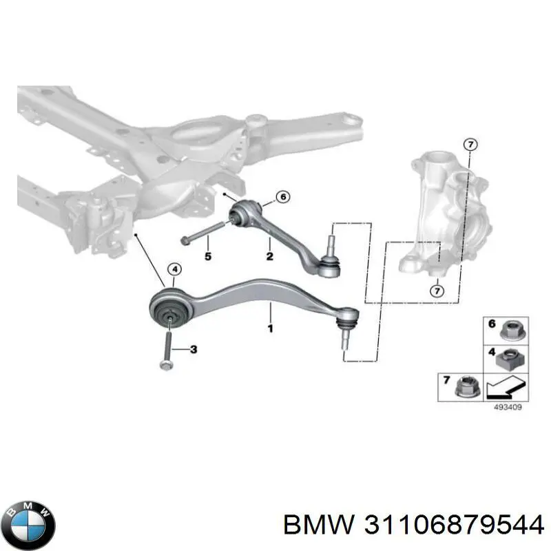 31106879544 BMW Braço oscilante inferior direito de suspensão dianteira