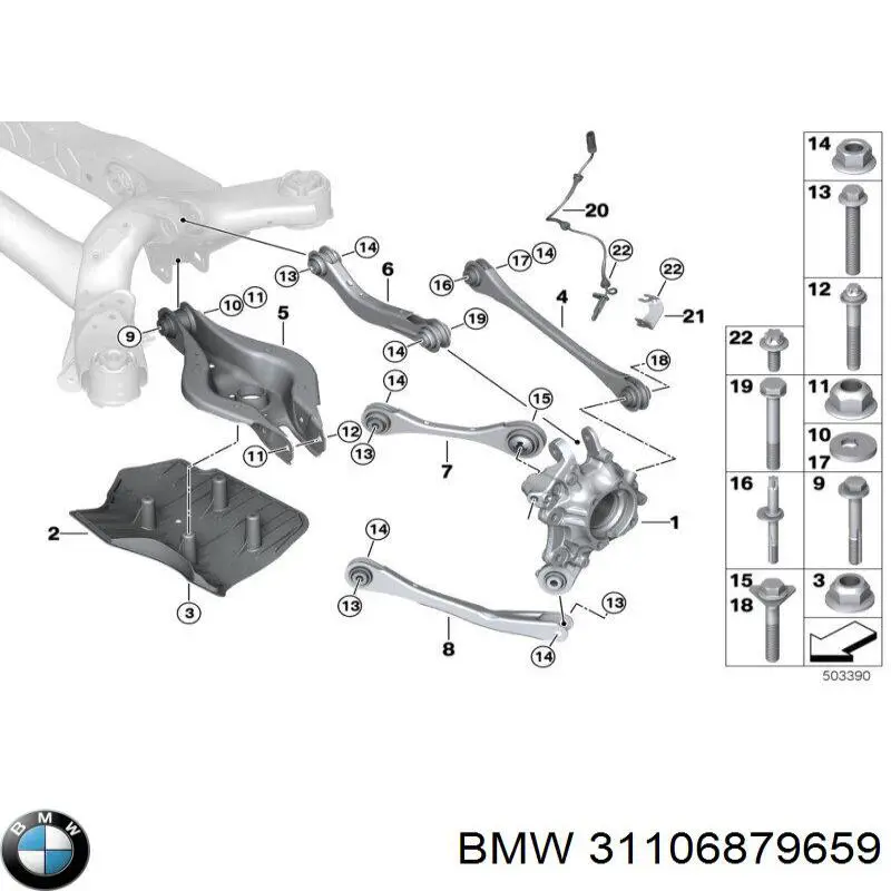 Braço oscilante de suspensão traseira transversal BMW 31106879659 preço, a partir de 96,39 USD