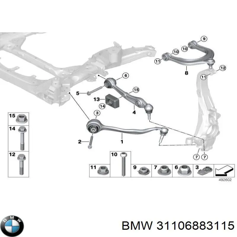 Braço oscilante superior esquerdo de suspensão dianteira BMW 31106883115 preço, a partir de 131,37 USD