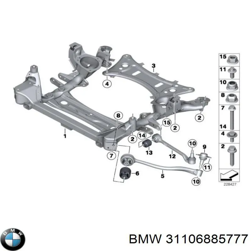 Parafuso de fixação de braço oscilante dianteiro BMW 31106885777 preço, a partir de 7,24 USD