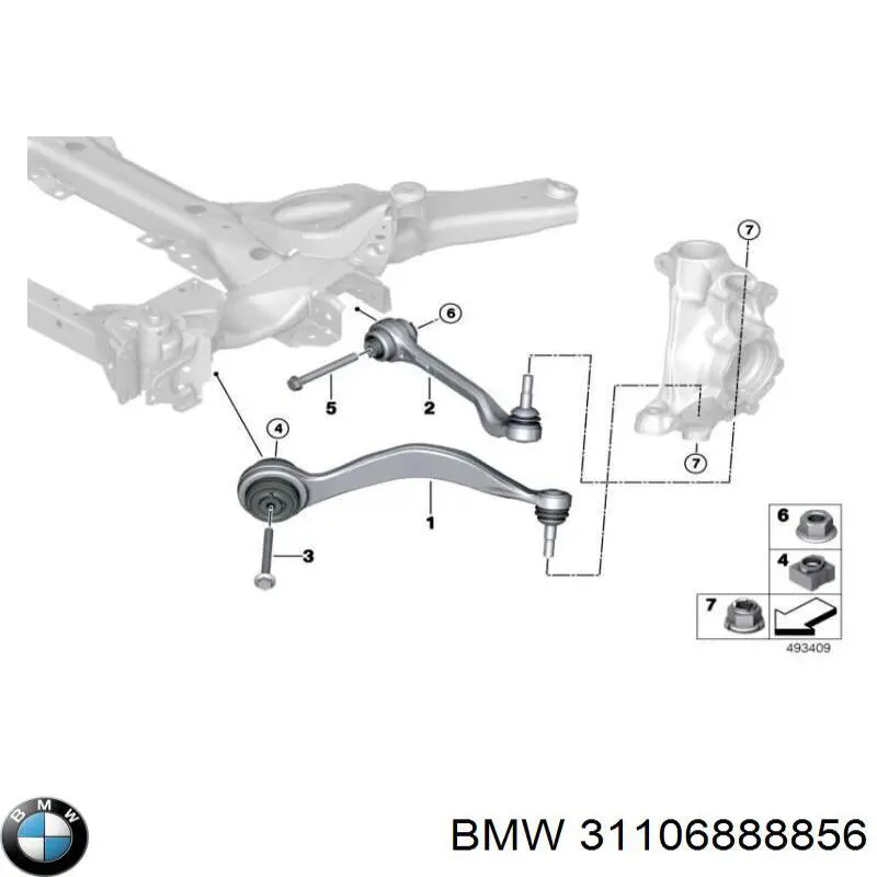 Braço oscilante inferior direito de suspensão dianteira BMW 31106888856 preço, a partir de 157,30 USD
