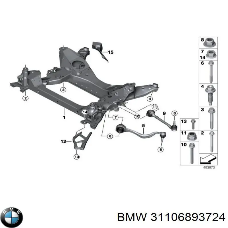 31106893724 BMW Braço oscilante inferior direito de suspensão dianteira