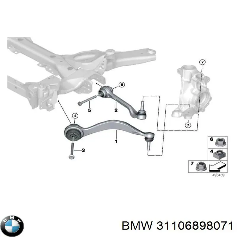 Braço oscilante inferior esquerdo de suspensão dianteira BMW 31106898071 preço, a partir de 90,50 USD