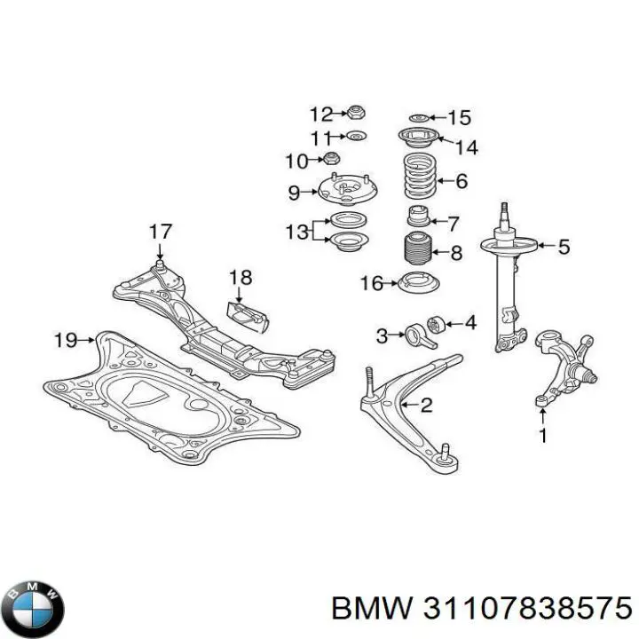 31107838575 BMW Bloco silencioso dianteiro do braço oscilante inferior