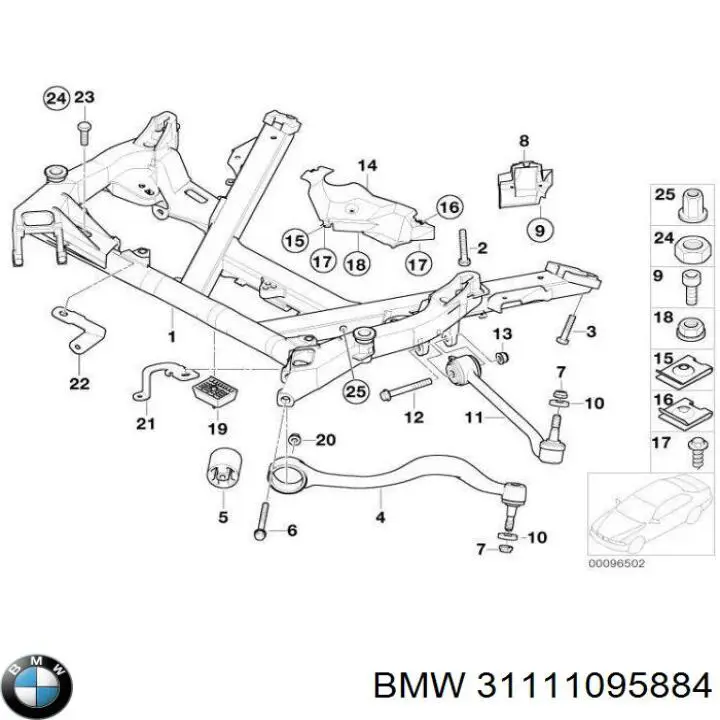 Viga de suspensão dianteira (plataforma veicular) para BMW 5  E39
