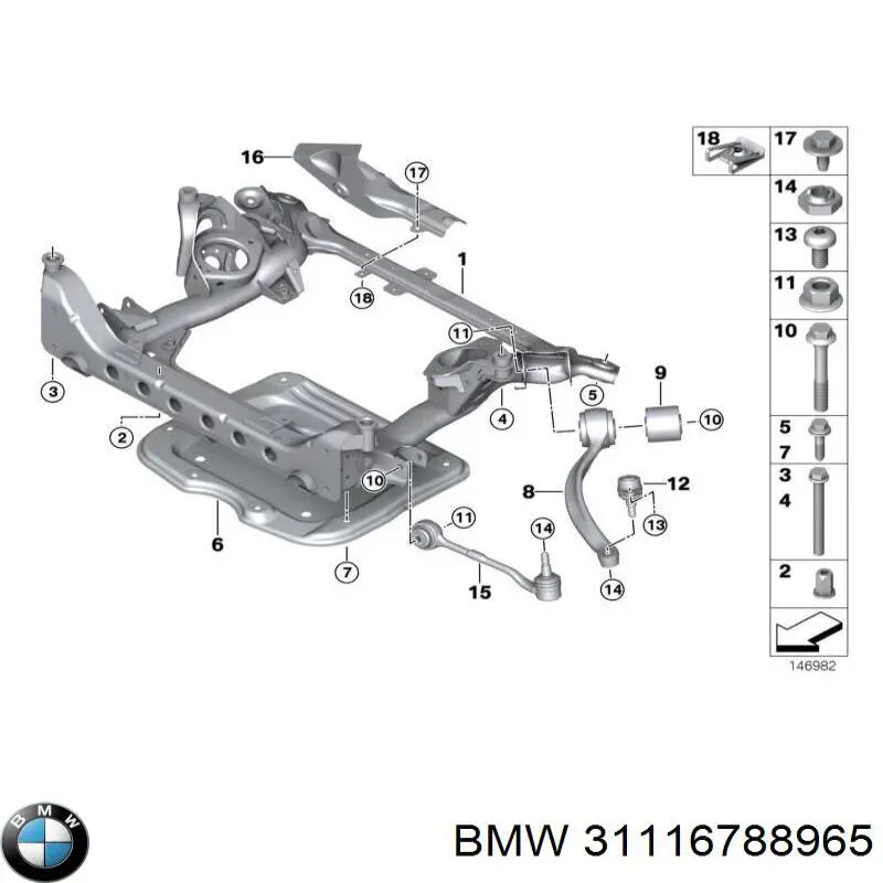 31116788965 BMW Viga de suspensão dianteira (plataforma veicular)