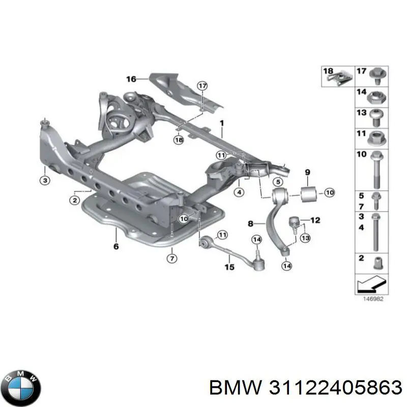 31122405863 BMW Braço oscilante inferior esquerdo/direito de suspensão dianteira