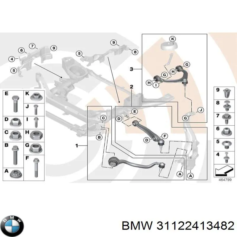 31122413482 BMW Braço oscilante inferior direito de suspensão dianteira