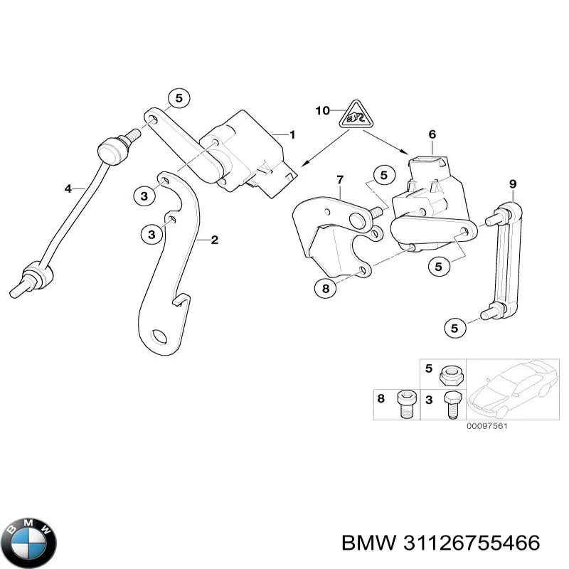 31126755466 BMW Barra dianteira de sensor do nível de posição de carroçaria