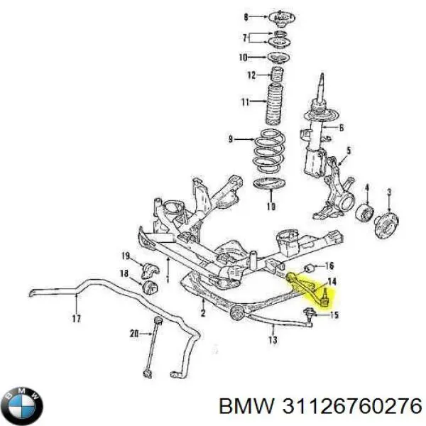 Compre 31126760276 BMW Braço oscilante inferior direito de suspensão dianteira