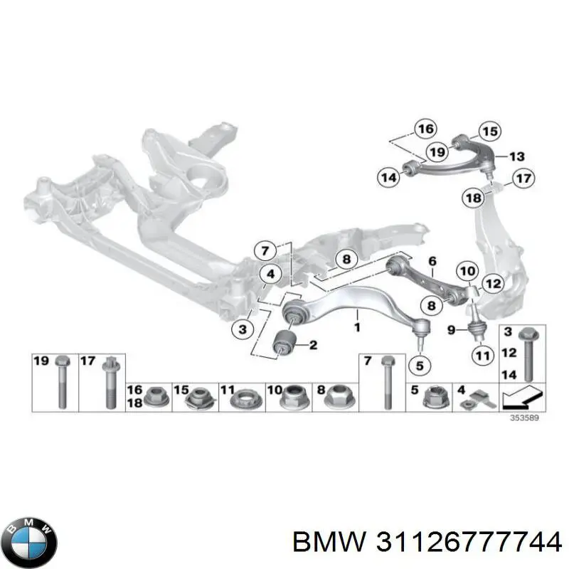 31126777744 BMW Braço oscilante inferior direito de suspensão dianteira