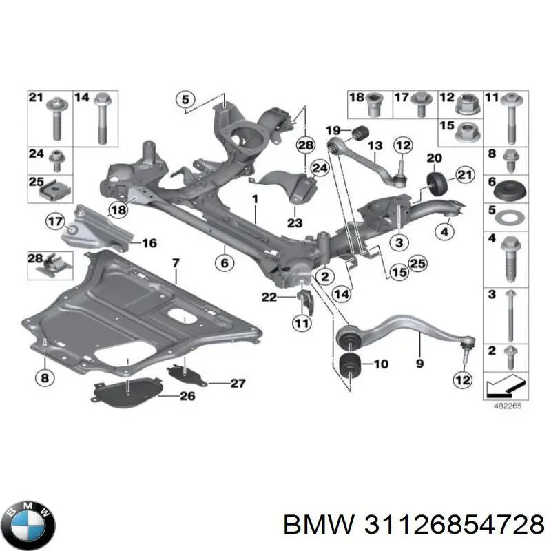 31126854728 BMW Braço oscilante inferior direito de suspensão dianteira
