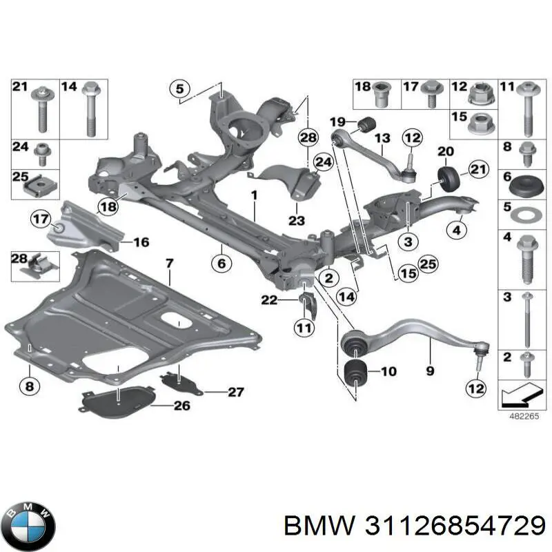 31126854729 BMW Bloco silencioso dianteiro do braço oscilante inferior