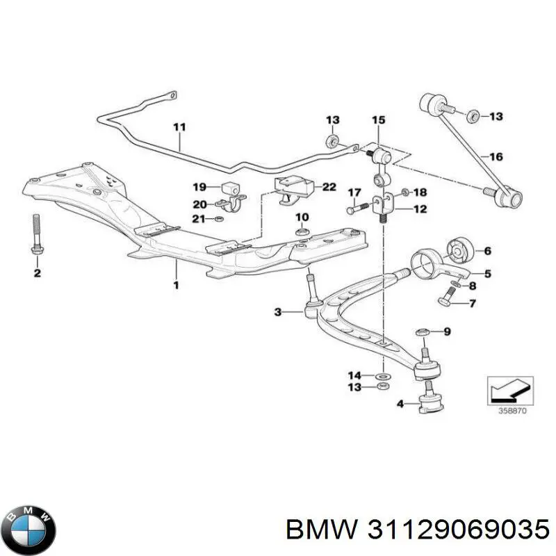 Compre 31129069035 BMW Bloco silencioso dianteiro do braço oscilante inferior
