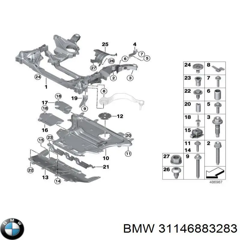 31146883283 BMW Proteção de motor dianteira