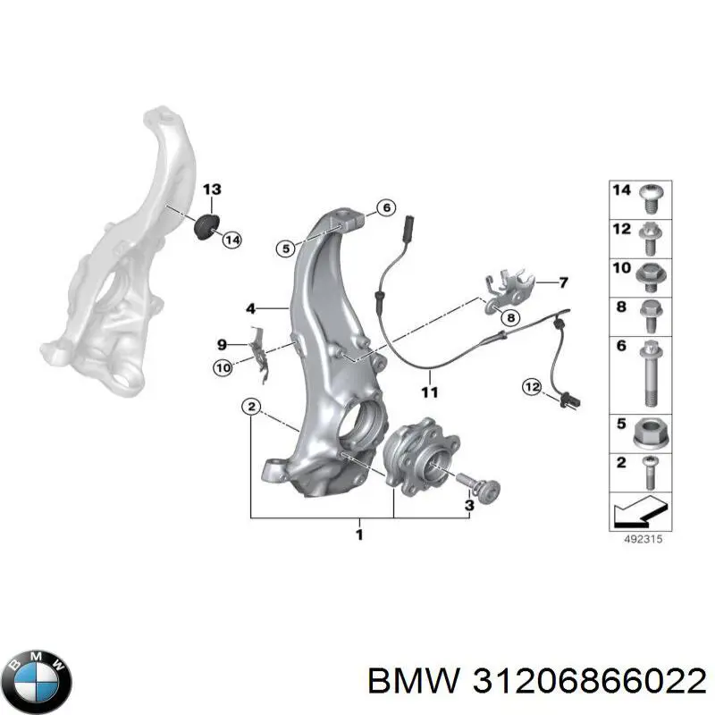 31206866022 BMW Parafuso de cubo