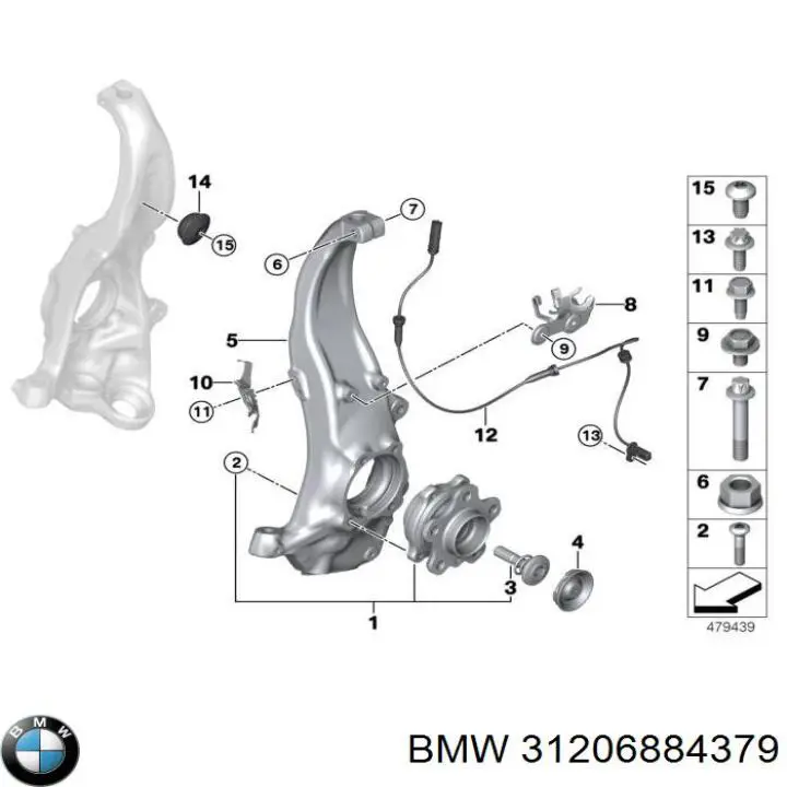31206884379 BMW Pino moente (extremidade do eixo) dianteiro esquerdo