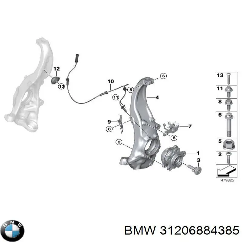 31206884385 BMW Pino moente (extremidade do eixo) dianteiro esquerdo