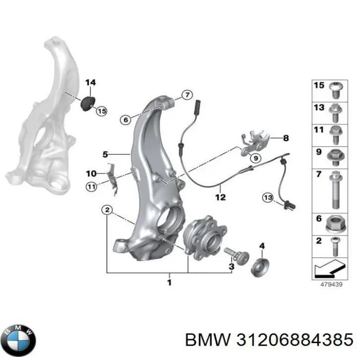 Pino moente (extremidade do eixo) dianteiro esquerdo BMW 31206884385 preço, a partir de 717,91 USD