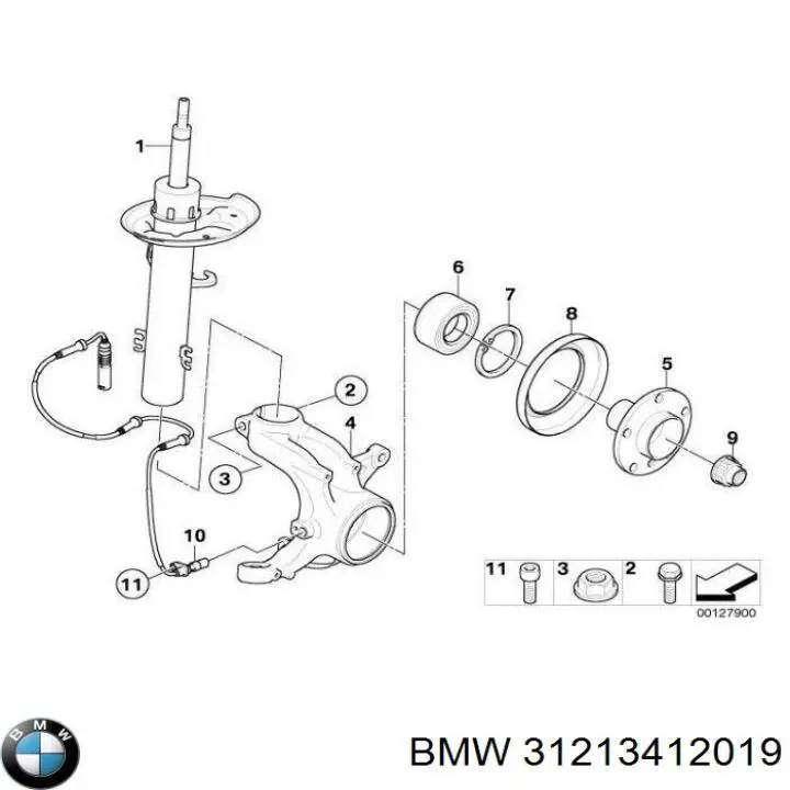 31213412019 BMW Pino moente (extremidade do eixo) dianteiro esquerdo