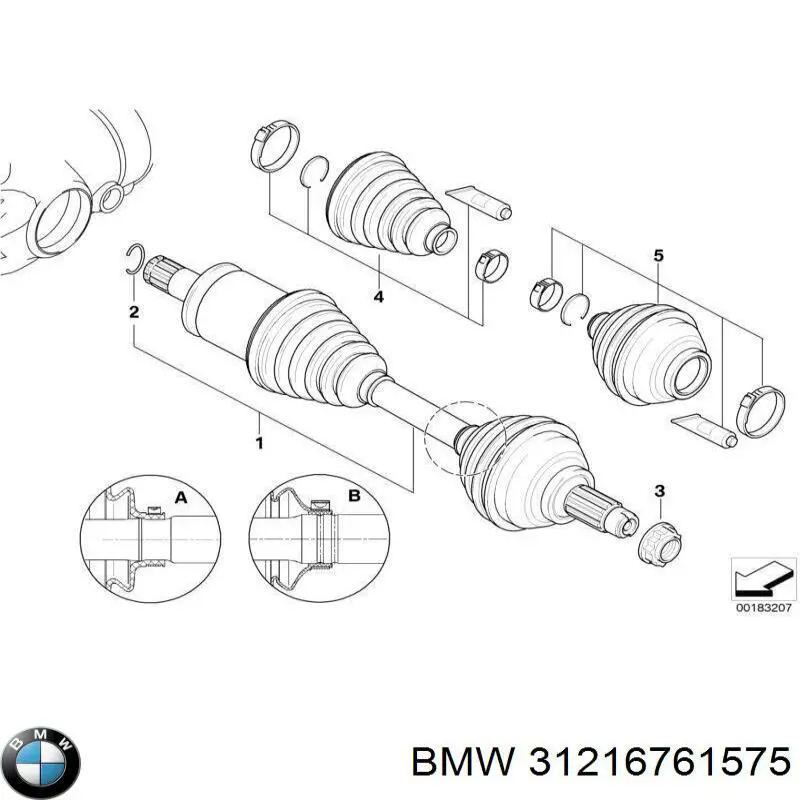 31216761575 BMW Pino moente (extremidade do eixo) dianteiro esquerdo