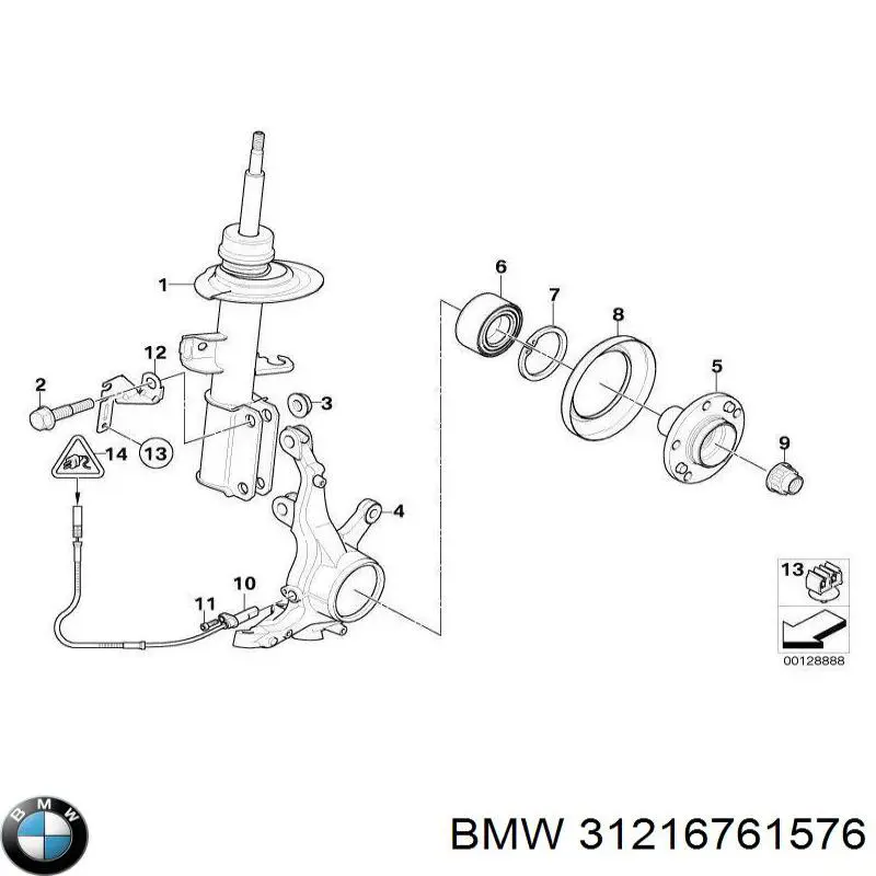 Compre 31216761576 BMW Pino moente (extremidade do eixo) dianteiro direito