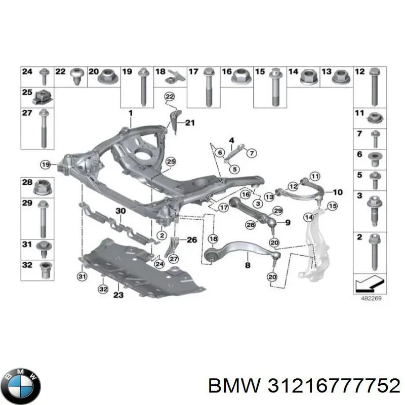 Compre 31216777752 BMW Pino moente (extremidade do eixo) dianteiro direito