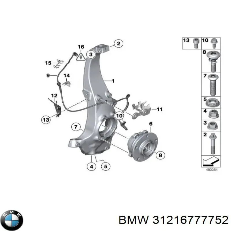 31216777752 BMW Pino moente (extremidade do eixo) dianteiro direito