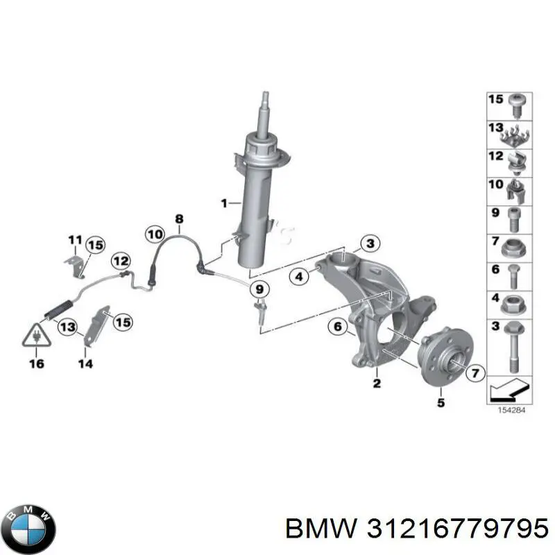 31216779795 BMW Pino moente (extremidade do eixo) dianteiro esquerdo